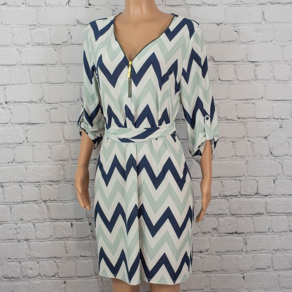 Tacera Dresses & Skirts - Tacera blue chevron dress